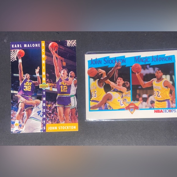 John Stockton w/ Karl Malone & Magic Johnson Cards (2) 1991-1992 - Picture 1 of 2